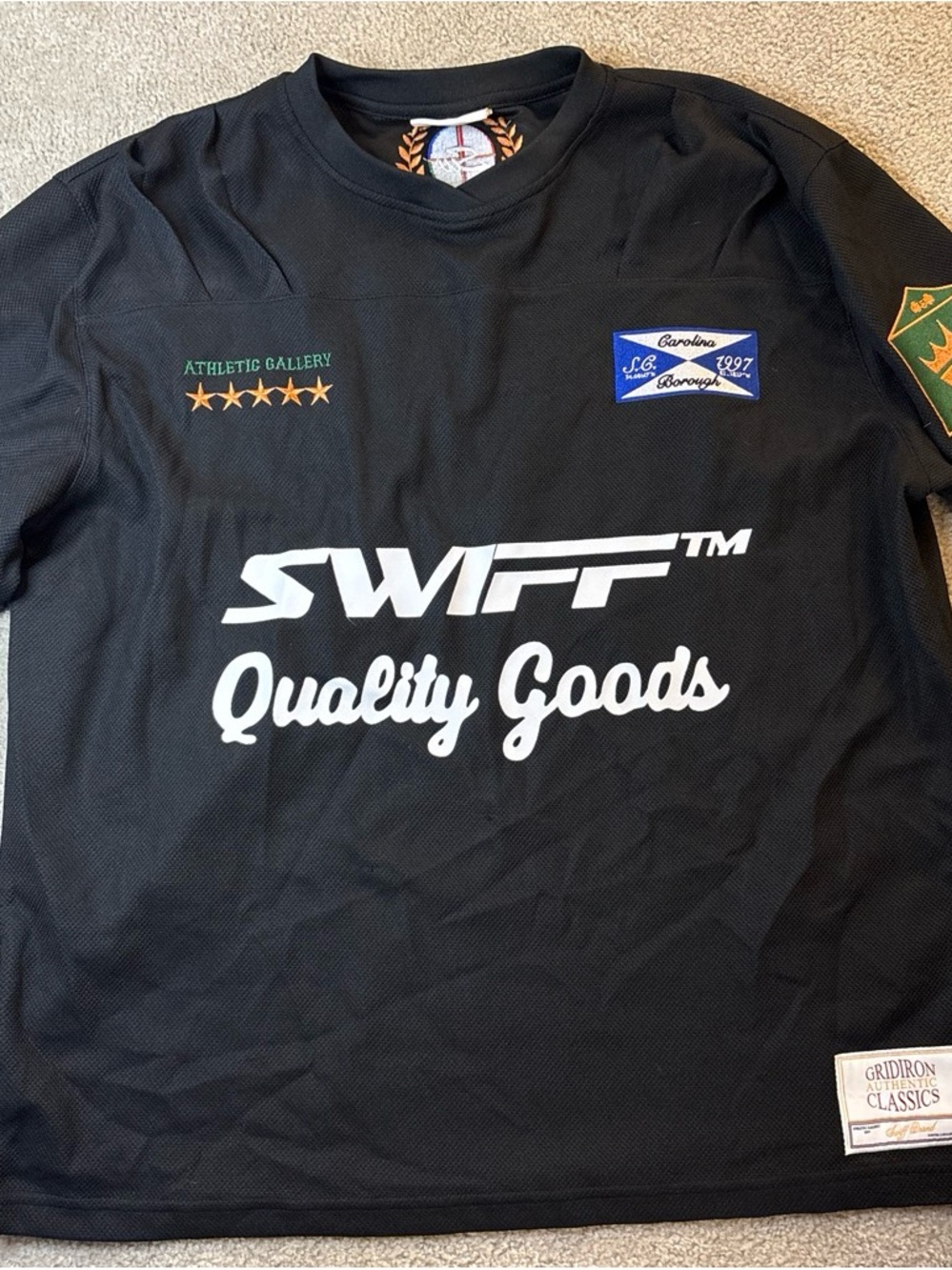 Black 'Quality Goods' Athletic Jersey